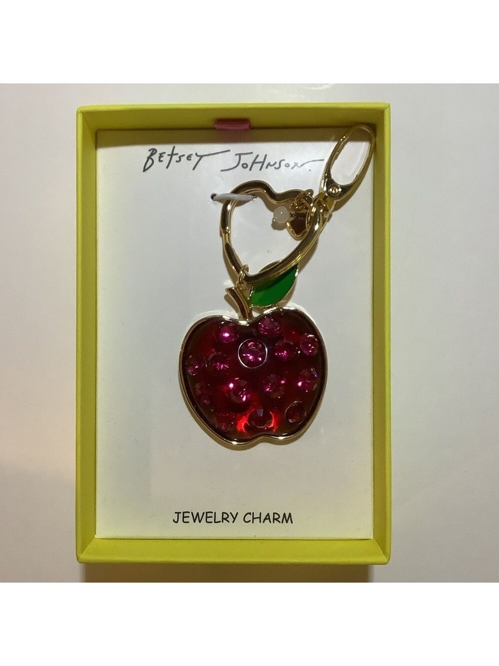 Betsey Johnson Red Crystal Apple Jewelry Bag Charm New